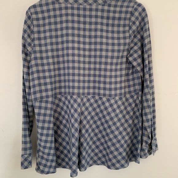 J Jill XSmall Petite Blue Gray Check Long Sleeve Tunic Soft Henley New No Tag - Picture 3 of 11